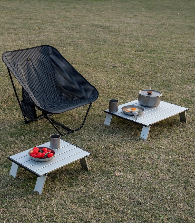 iClimb Ultralight Compact Mini Beach Picnic Folding Alu. Table with Carry Bag, Two Size (Silver - S) - Image 2